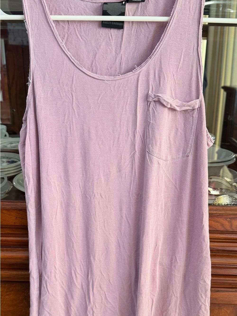 Harley-Davidson Light Dusty Pink Scoop Neck Tank with Chest Pocket